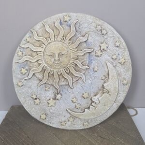Vintage Sun Moon Stars Wall Hanging Plaque 12" Celestial Boho Decor